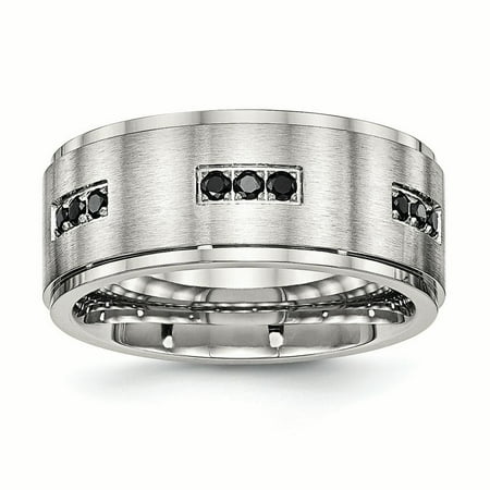 Chisel Wedding Bands Stainless Steel Brushed And Polished Chisel Wedding Bands Stainless Steel Brushed And Polished Ridged Edged Black Cz Band Size 9
