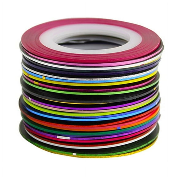 UDIYO 30 Pcs Mixed Color Roll Striping Tape Line DIY Nail Art Tips Decoration Sticker