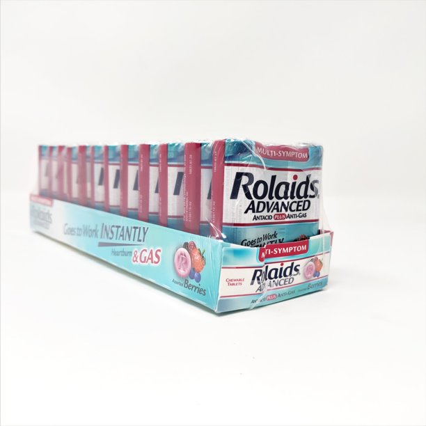 Rolaids Advanced Antacid & AntiGas Chewable Tablets 12 x 3 Rolls Value