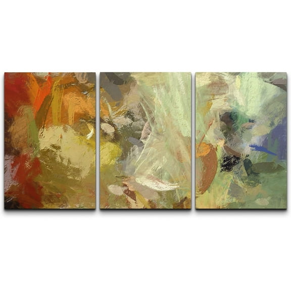 wall26 Canvas Print Wall Art Set Green, Gray & Yellow Paint Smudge Display Abstract Shapes Illustrations Modern Art Bohemian Colorful Multicolor for Living Room, Bedroom, Office - 16"x24&quo