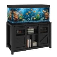 thumbnail image 3 of Dextrus 120 gal Fish Metal Tank Stand with Storage, 1100 lbs Capacity, Power Outlets, Barn Door, Black, 3 of 11