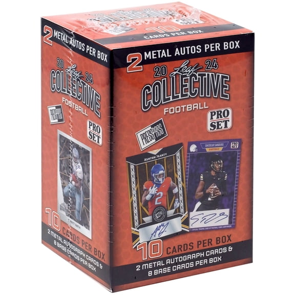 NFL Leaf 2024 Collective Football Trading Card BLASTER Box (10 Cards, 2 Metal Autos)