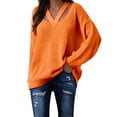 thumbnail image 1 of Womens V Neck Oversized Fall Sweater Sexy Long Sleeve Knit Pullover Top, 1 of 6
