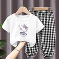 thumbnail image 4 of Hello Kitty algodón dibujos animados Casual niñas impreso camiseta traje niños novedad de verano Casual deportes manga corta + conjunto de pantalones largos, 4 of 4