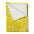 thumbnail image 2 of Yellow and White Soft Flannel Fleece Throw Blanket, Lemons Leaves and Water Droplets Design Monochrome Fruit Illustration, Cozy Plush for Indoor and Outdoor Use, 70" x 90", Yellow White, by Ambesonne, 2 of 5