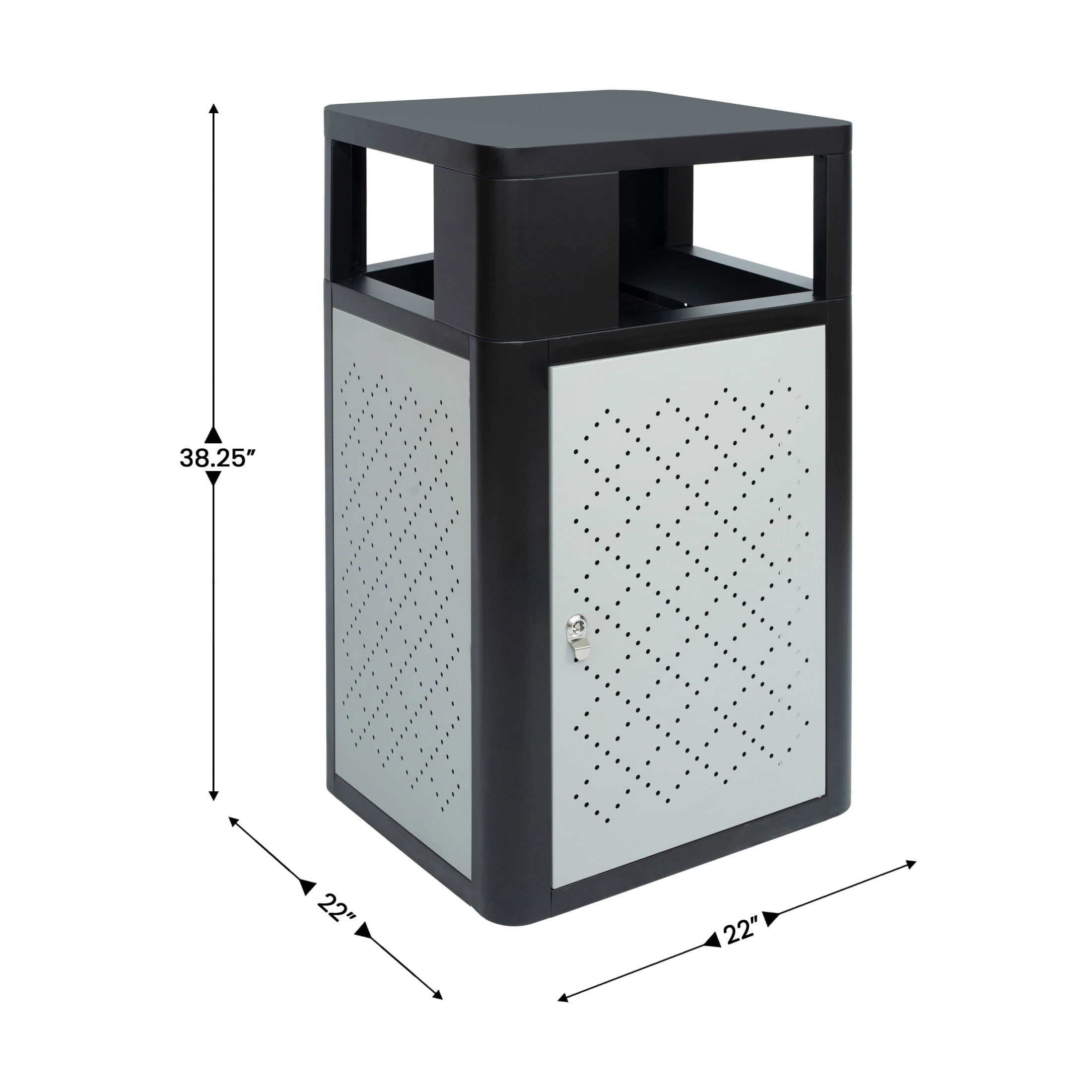Flash Furniture Brooks Steel Indoor-Outdoor Trash Can with Locking Access Door 31.4 Gallon