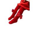 thumbnail image 6 of Inevnen Christmas Infant Baby Girls Bow Ribbed Red Pantyhose Toddler Girls Stretch Mid-Rise Tights, 6 of 7