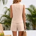 thumbnail image 7 of Women's Summer 2 Piece Outfits Sleeveless Button Down Lined Vest Shorts Matching Sets with Pockets Dressy Casual, 7 of 7