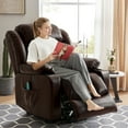 thumbnail image 3 of INGALIK Power Lift Recliner, Leather Electric Chair Recliners with Heating and Massage, Cup Holders, Storage, USB Charging (Brown), 3 of 14