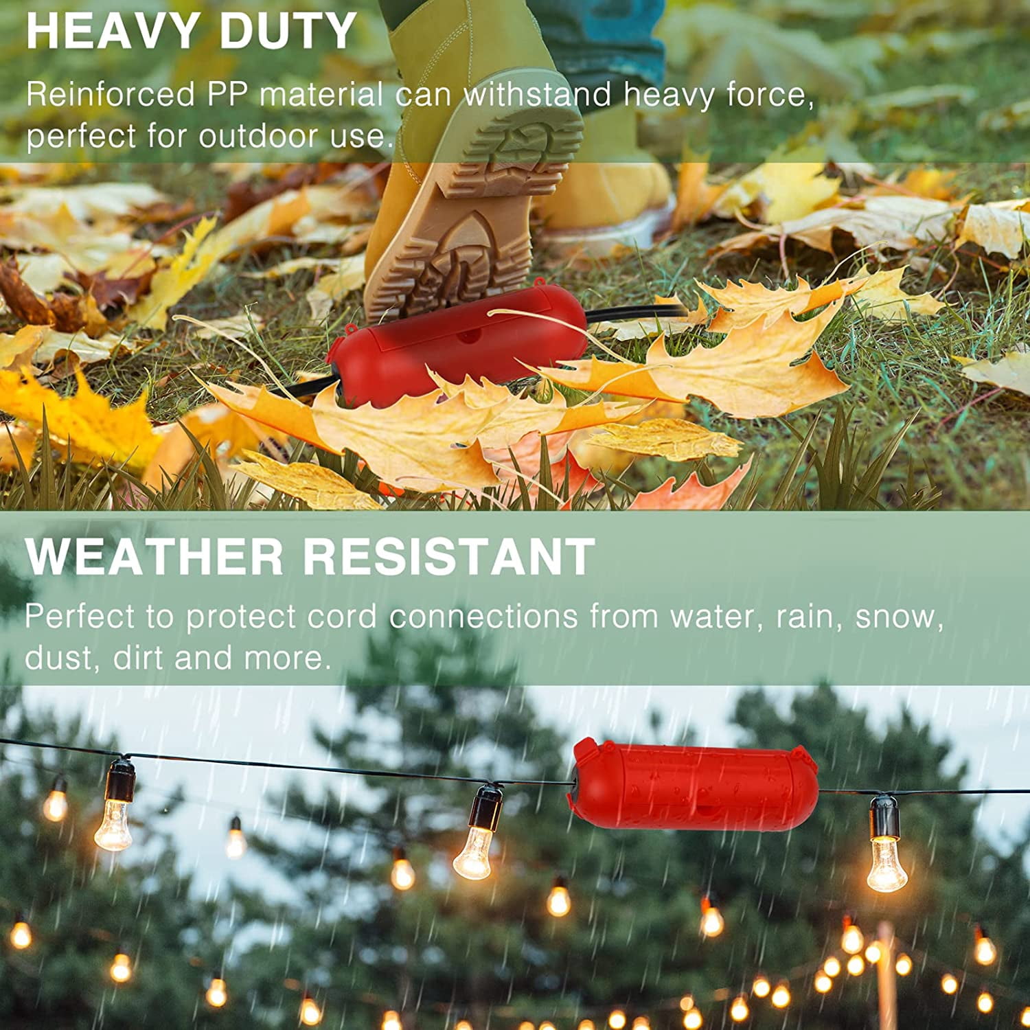 Outdoor Extension Cord Safety Cover with Waterproof Seal, Weatherproof Electrical Connection Box to Protect Outdoor Outlet, Plug, Socket, Christmas Holiday Decoration Light