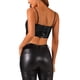 thumbnail image 3 of INSPIRAR CHIC Top de Mujer con Brillo, Tirantes de Espagueti, Dobladillo Curvo, Brillante, Crop Cami Tops M Negro, 3 of 5