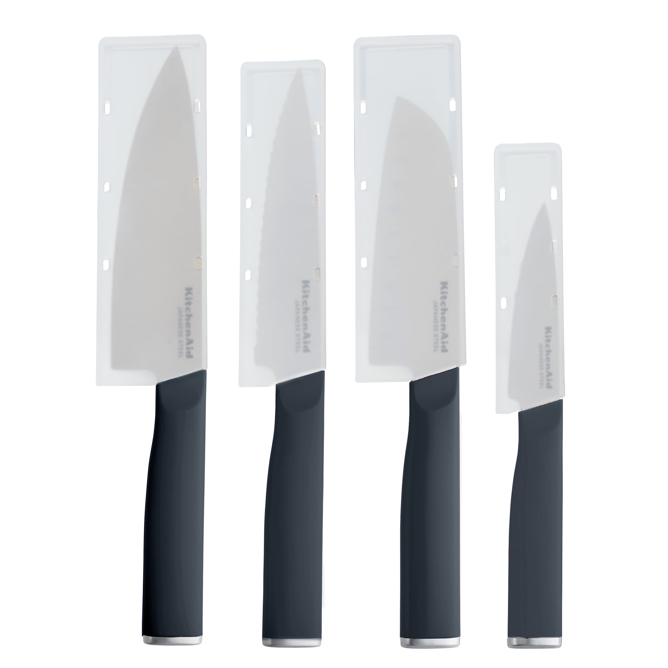 KitchenAid 4-Piece Chef Knife Set with Blade Covers, High-Carbon Japanese Steel, Charcoal Gray