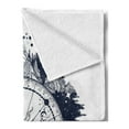 thumbnail image 2 of Northwoods Soft Flannel Fleece Blanket, Antique Compass in the Night Forest Tattoo Art in Boho Style Travel, Cozy Plush for Indoor and Outdoor Use, 50" x 60", Dark Blue and Coconut, by Ambesonne, 2 of 5