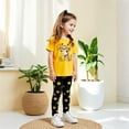 thumbnail image 4 of Spazoro Girls Outfit Sets, T-Shirts and Leggings 2 PC Flower Print Summer 100%Cotton Casual Wear Sets for Kids Yellow Size 4 T, 4 of 8