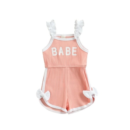 

LWXQWDS Baby Girl Sleeveless Halter Jumpsuit Ribbed Romper Shorts Playsuit Rainbow Outfit