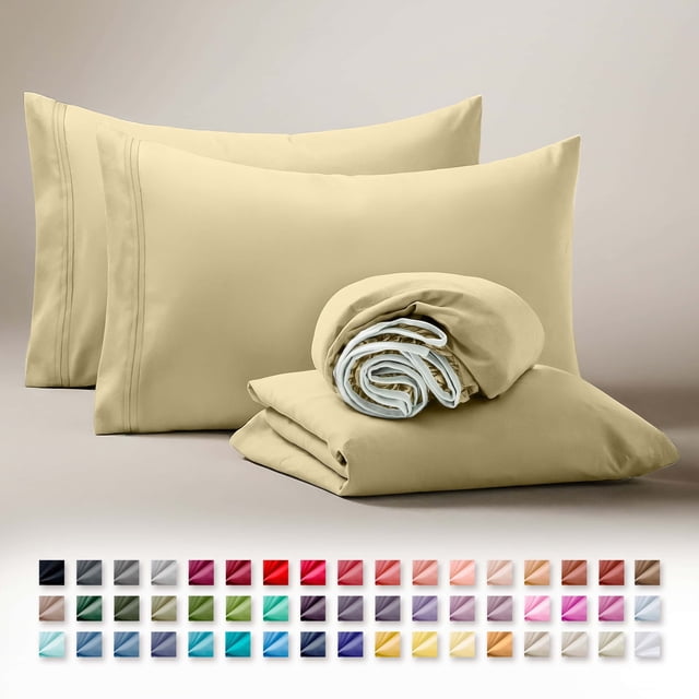 Clara Clark Juego de Sábanas Individual, Lujo 3 Piezas con Bolsillos Profundos, Ropa Cama Infantil Microfibra Ultrasuave, Color Amarillo Vainilla.