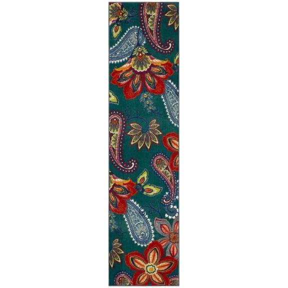 Whinston Teal 2 ft. x 5 ft. Machine Washable Paisley Runner Rug