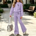 thumbnail image 6 of Cethrio Girls Outfit Sets, Graphic Long Sleeve Fashion Micro‑fleece Lined Girls' Clothing Sets Purple Size 13-14 T, 6 of 8