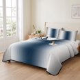 thumbnail image 2 of Twin Quilt Set 68''x86'', Gray Navy Blue Lightweight Summer Bedspread Coverlet Set with 2 Pillow Shams, Modern Gradient Geometric Breathable All Season Quilt Bedding for Dorm/Bedroom, 2 of 9