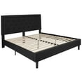 thumbnail image 3 of Emma + Oliver King Size Panel Tufted Upholstered Platform Bed in Black Fabric, 3 of 13