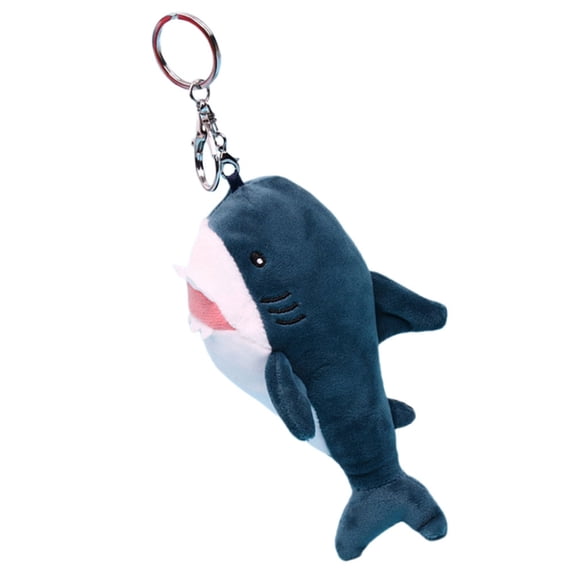 FUEENIRVA Adorable Dark Blue Plush Shark Keychain Durable and Lightweight