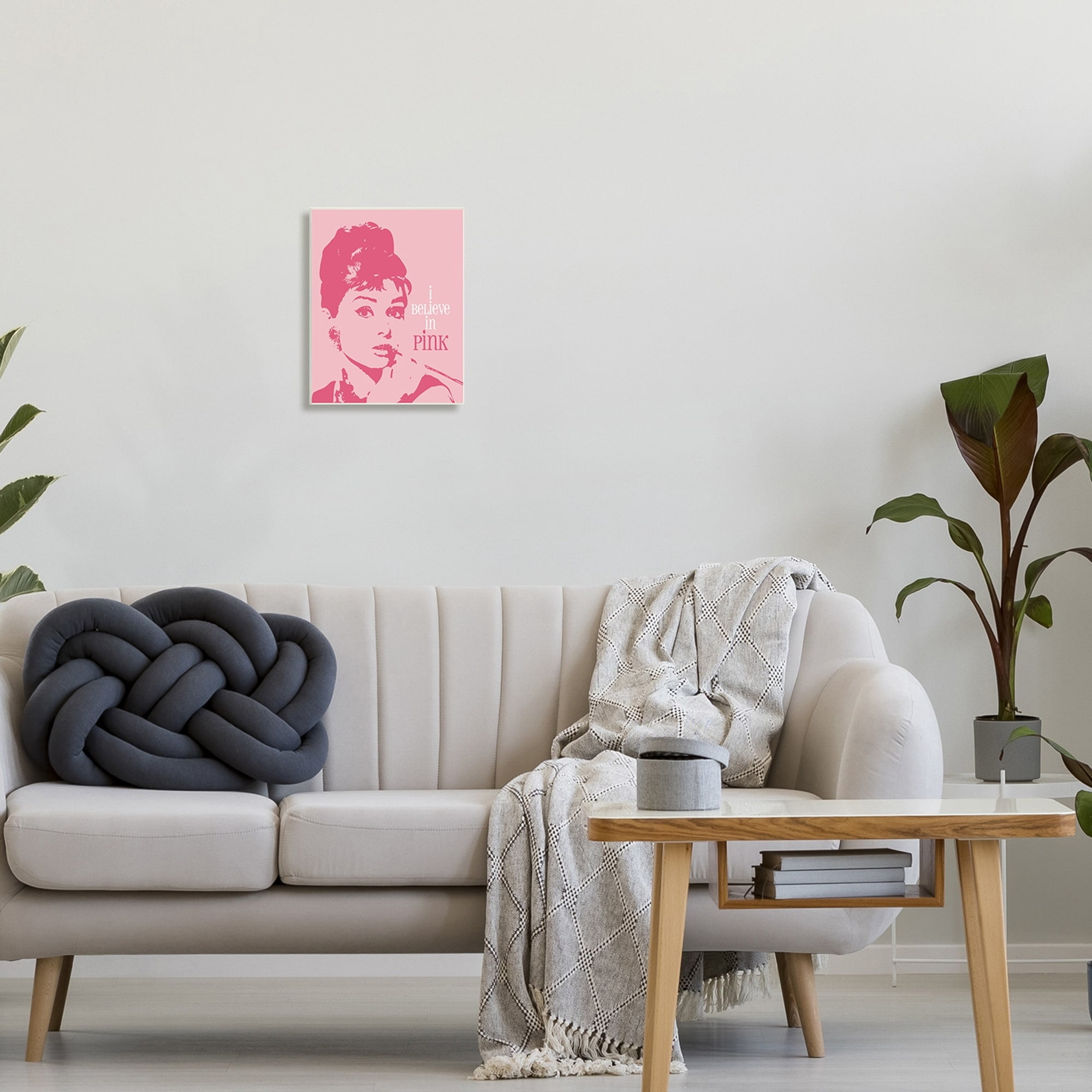 Stupell Industries Believe In Pink Audrey Hepburn Actress Text Design Wood Wall Art, 10 x 15, Design by Ioana Horvat