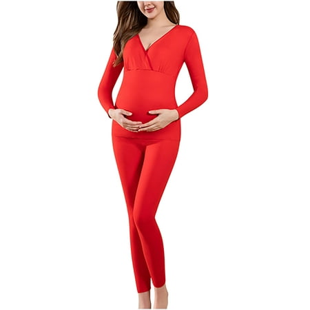 

Womens Thermal Underwear Sets Clearance Bib Pants Coverall Keep Warm Lingerie Set Leakproof Underwear for Women Red M