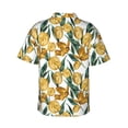 thumbnail image 3 of Balery Yellow Tulips Print Men's Hawaiian Shirts Short Sleeve Beach Shirt Relaxed Fit Vacation Button Down Shirts-, 3 of 9