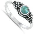 thumbnail image 4 of CHOOSE YOUR COLOR Flower Bali Simulated Turquoise Ring .925 Sterling Silver Band Blue CZ Female Size 8, 4 of 4