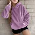 thumbnail image 5 of CYRBOKO Girls Hooded Sweatshirts, Fall Winter Corduroy Long Sleeve Sports Pullover with Pocket Purple Size 4-15 T, 5 of 9