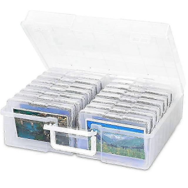 Portable Photo Storage Box with 16 Compartments for Organizing Photos & Memories