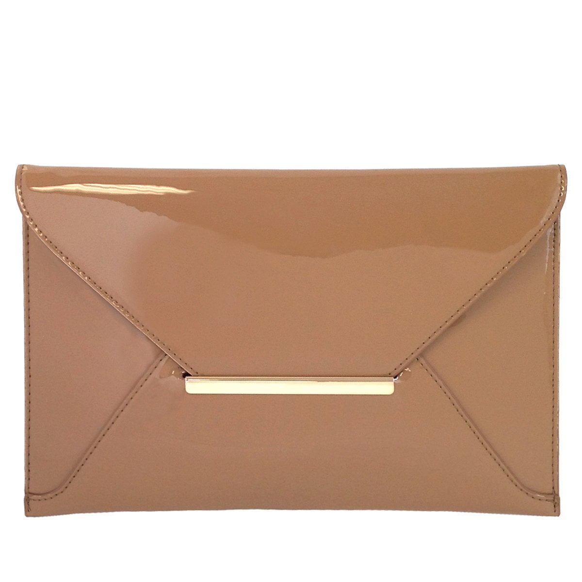 NEW NUDE FAUX PATENT LEATHER EVENING DAY CLUTCH BAG WEDDING PROM PARTY SHOULDER 