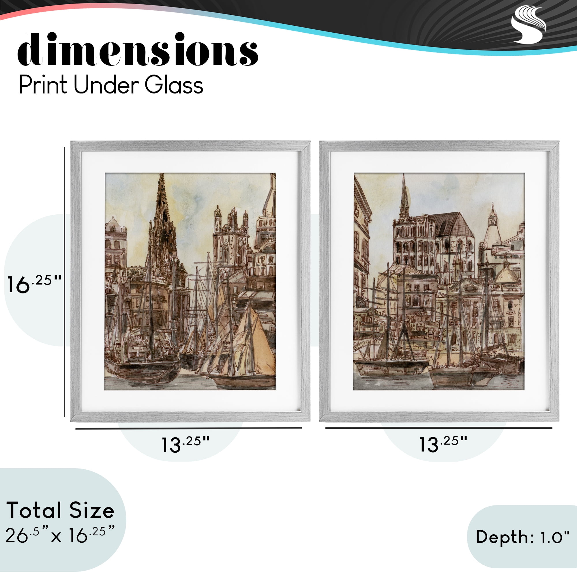Stupell Industries Salted Remnants Pier 2 Piece Gray Framed Print Under Glass Set, design by Melissa Wang