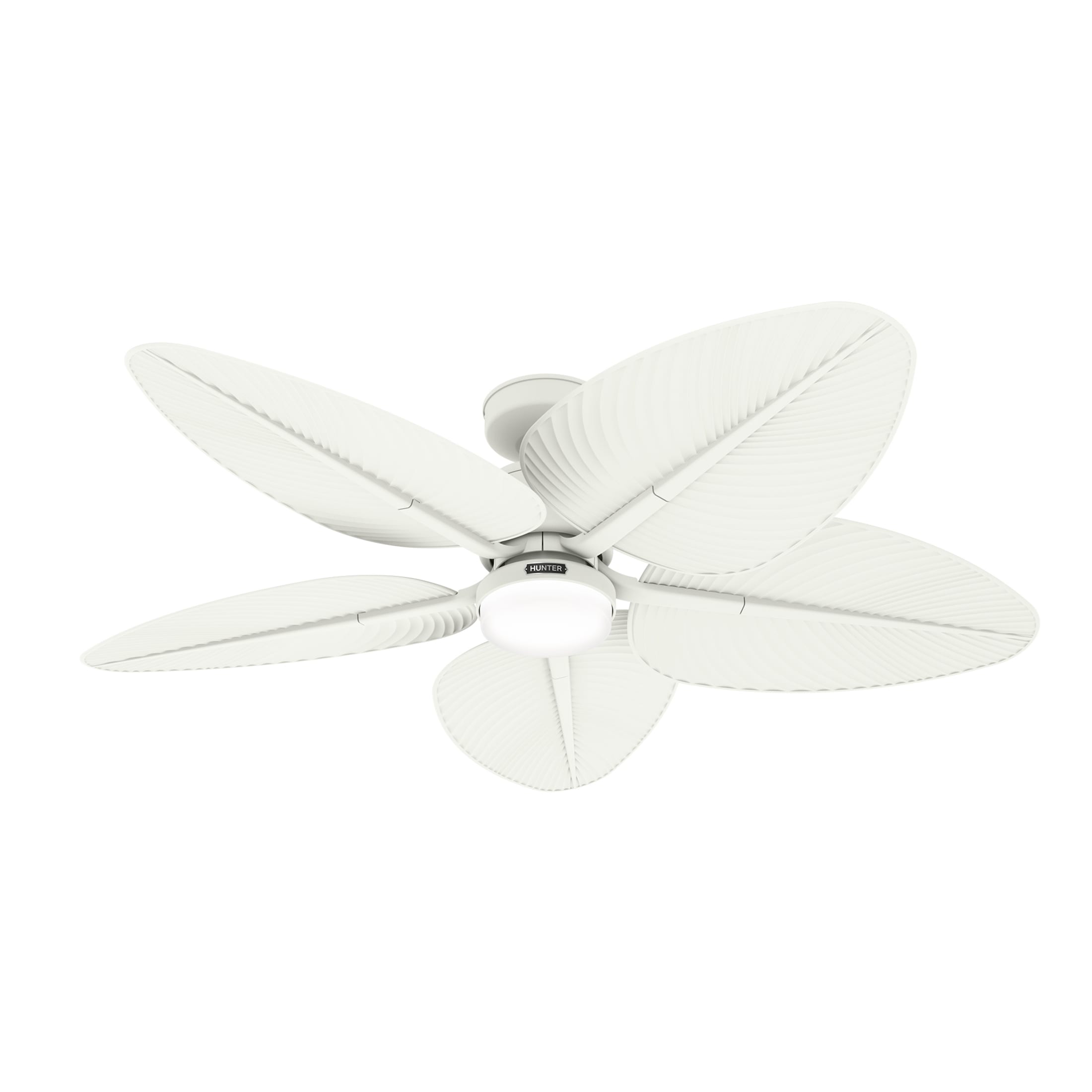 Hunter - Tropic View Indoor/Outdoor Ceiling Fan With Light, Wall Control, 52-inch, Matte White, Tropical-style, 6-speed DC Motor, 52999, for Porches, Bathrooms