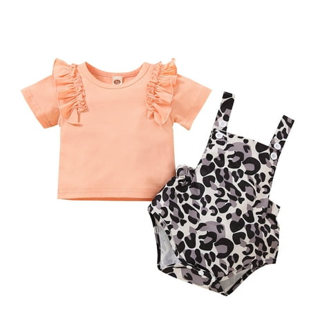 

Binmer Toddler Baby Girls Cotton Leopard Fruit Print Overalls Cute Clothes Tow-Piece