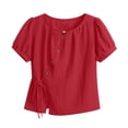 thumbnail image 4 of Sexlip Women's Blouse Short Sleeve Loose Fit Trendy Design Versatile Styling Breathable Wear Fashion Forward Modern Style Red M, 4 of 6