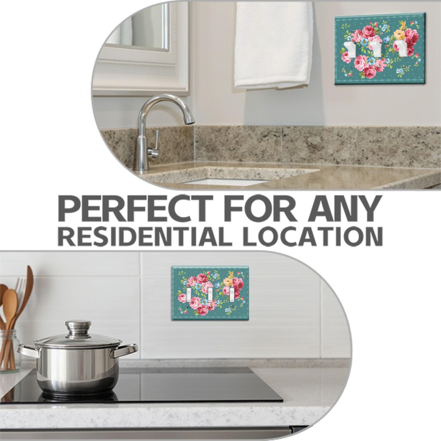 Triple Light Switch Pioneer Floral Wall Plate,Size 3-Gang 4.5" x 6.4” Light Switch Cover, Polycarbonate Thermoplastic Electrical Switchplate Home Decor for Kitchen Living Room Bedroom Decorate