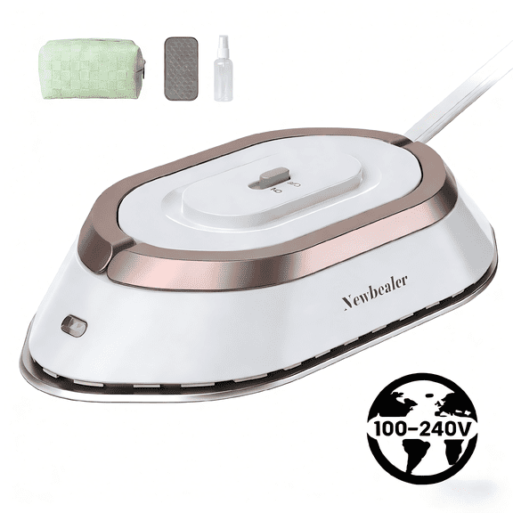 Newbealer Travel Iron for Clothes,100V-240V Portable Mini Ironing Machine with Non-Stick Soleplate,0.8lb Ultra-Lightweight,302°F Small Iron for Sewing,Quilting and Handcraft