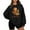 Black, variant on LITTER'S FULL Women's Casual Fashion Solid Color Round Neck Raglan Long Sleeve Sweatshirt Top with Fun Print for Daily Use,Black,L