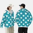 thumbnail image 2 of KLL Sky Blue And White Polka Dot Print Men's Women’s UPF 50+ Sun Protection Outdoor Hoodie Jacket Long Sleeve Fishing Hiking Performance Shirt- 3X-Large, 2 of 5