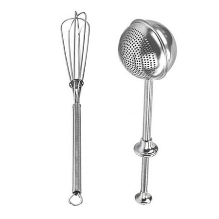 

1 Set 2pcs Retractable Tea Infuser Egg Beater Tea Strainer for Home (Silver)