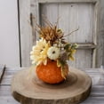 thumbnail image 6 of Fall Pumpkin Decor Thanksgiving Table Centerpiece Artificial Pumpkin with Sunflower Maple Leaves Autumn Harvest Floral Arrangement for Halloween Farmhouse Home Mantel Party Decoration, 6 of 8