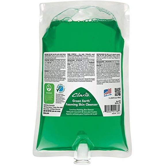 Betco Clario Green Earth Limpiador de piel en espuma 78129-00 Bolsa de 6-1000 ml