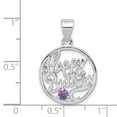 thumbnail image 4 of FB Jewels Sterling Silver Rhodium-platedAmethyst Happy Birthday Pendant, 4 of 4