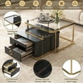 thumbnail image 5 of Modern 2 Pieces Black Square Nesting Coffee Table with Drawers & Electroplated gold legs in 27.6'', 5 of 9