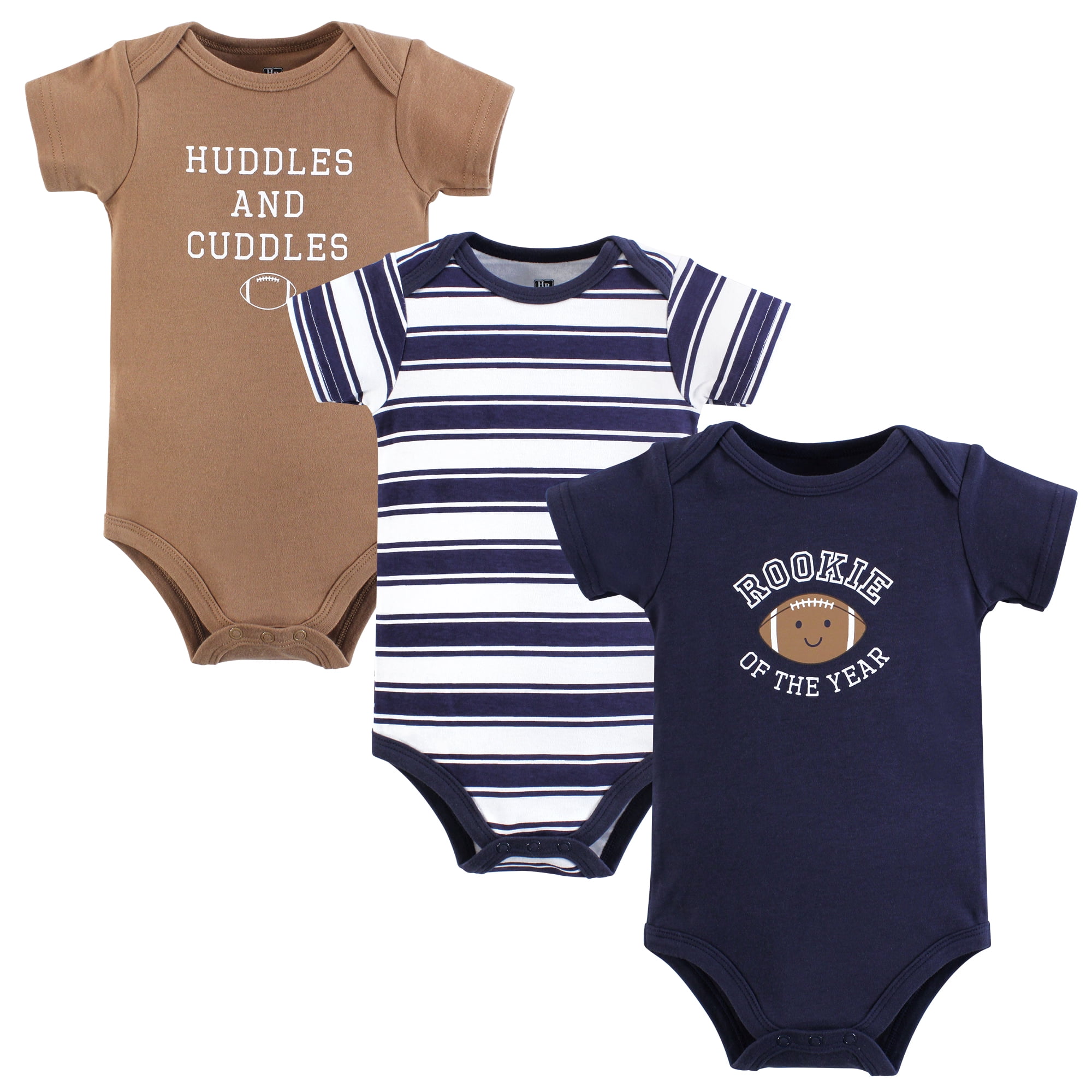 Hudson Baby Infant Boy Cotton Bodysuits, Football Rookie, 12-18 Months