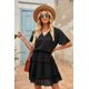 thumbnail image 2 of ABPHQTO Mini vestido negro con cuello en V y volantes para mujer, 2 of 5