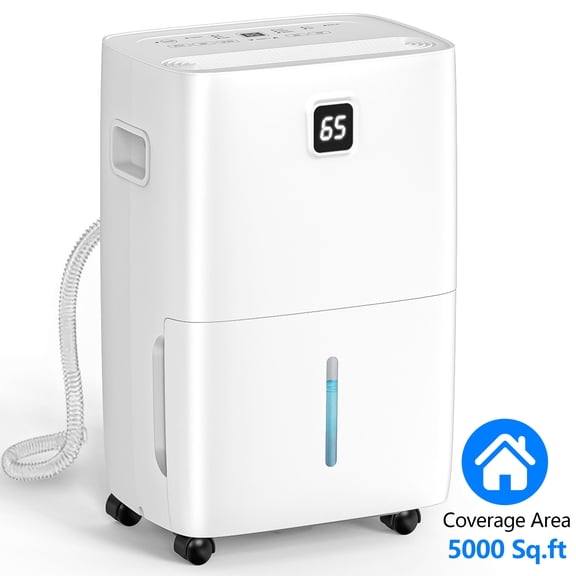 Aootek Dehumidifier for Home,DOE 30pints/day Dehumidifier for Basement up to 5000 Sq.ft ,MAX 80 Pints Dehumidifier with drain hose,1.06gal water tank,HumidityControl,Quiet,Timer,White.
