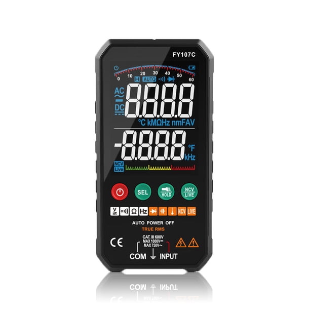 Scienceny Multímetro Voltaje Corriente Resistencia Frecuencia Probador LCD digital Detector de capacitancia de rango automático Medidor operado por Accesorios para bloques patrón Scienceny TO007876-01B