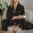 thumbnail image 6 of Picia Heart and Stars Pattern Women’s Long-Sleeve Sleepwear Set - Soft 2-Piece Loungewear with Pockets, Comfy PJs for Relaxing Nights-Medium, 6 of 7